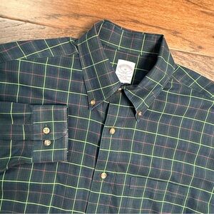 Brooks Brothers 346 Non‑Iron Plaid Button Down Shirt Mens Medium